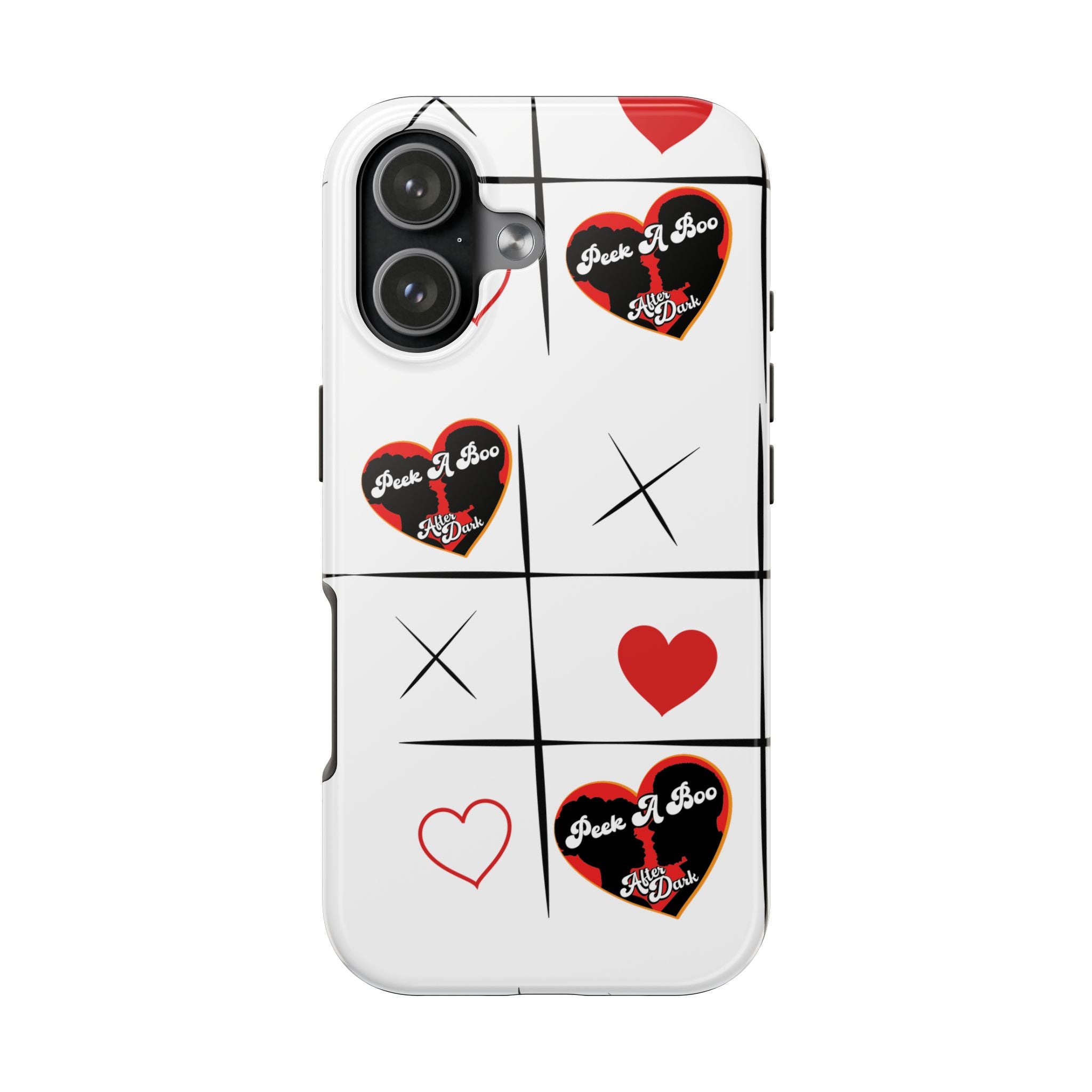Tic-Tac-Love Tough Phone Case – Peek-A-Boo  Heart Grid Design