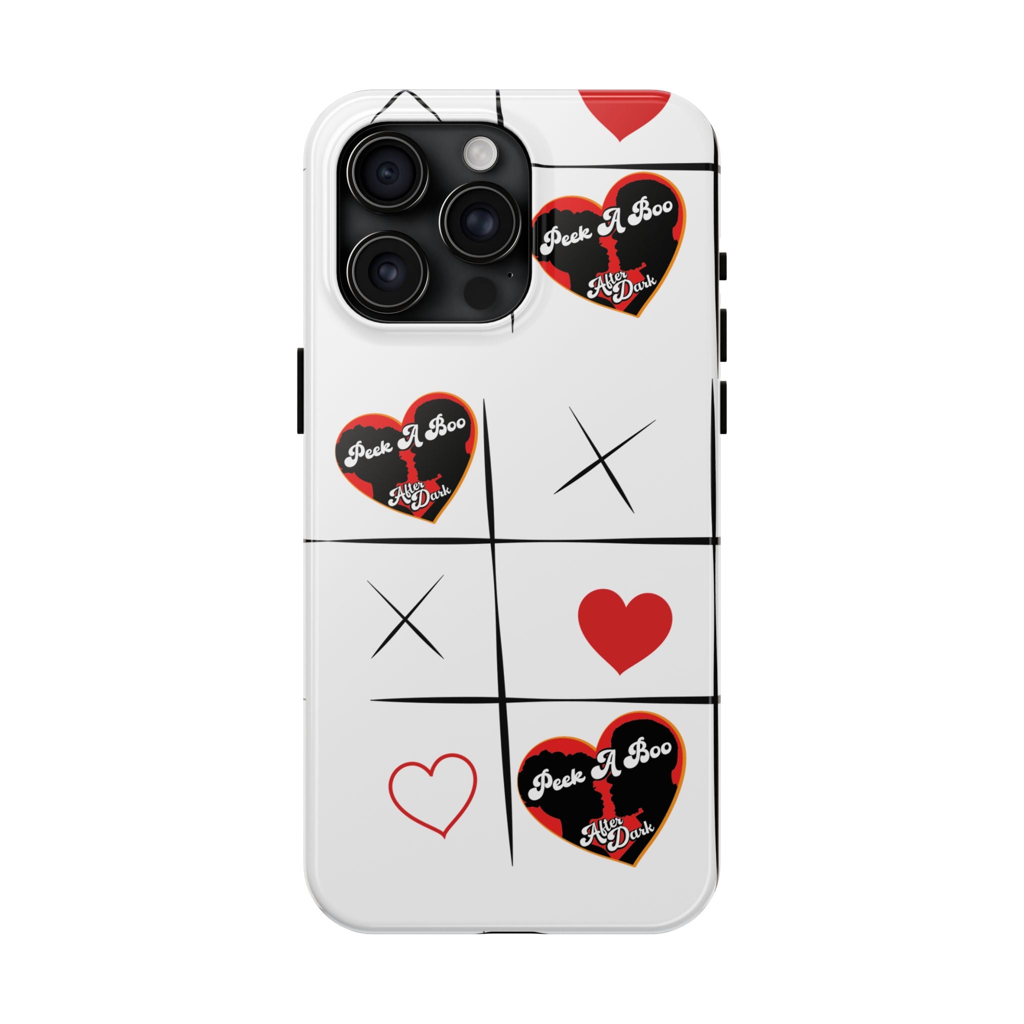 Tic-Tac-Love Tough Phone Case – Peek-A-Boo  Heart Grid Design