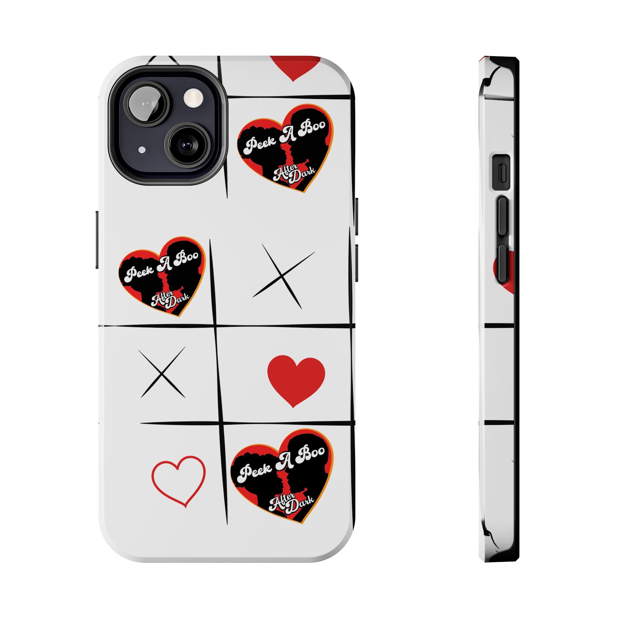 Tic-Tac-Love Tough Phone Case – Peek-A-Boo  Heart Grid Design
