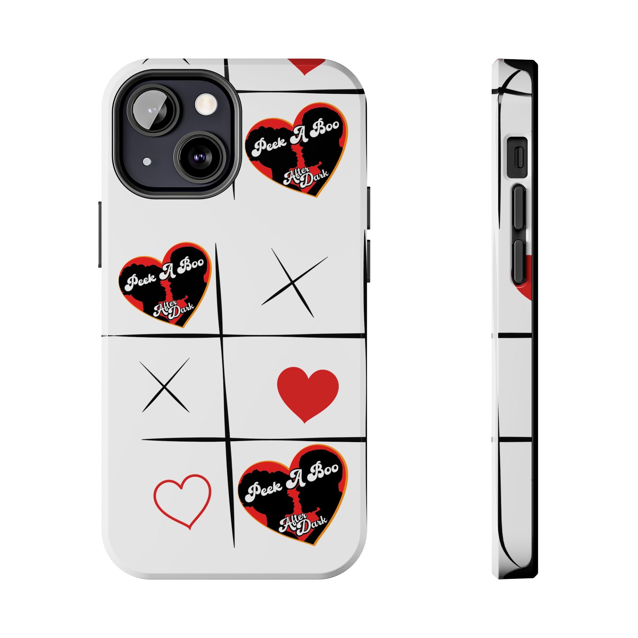 Tic-Tac-Love Tough Phone Case – Peek-A-Boo  Heart Grid Design