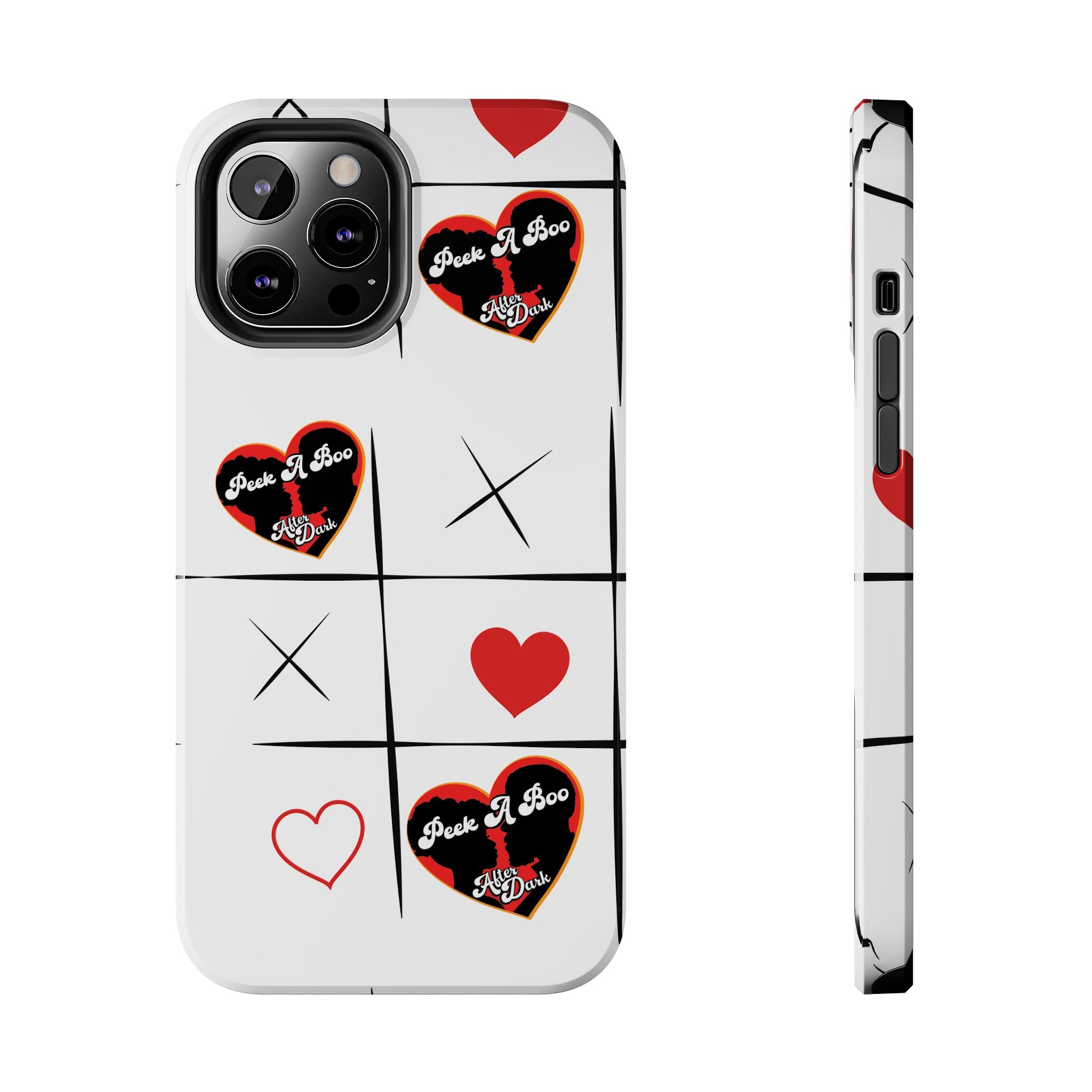 Tic-Tac-Love Tough Phone Case – Peek-A-Boo  Heart Grid Design
