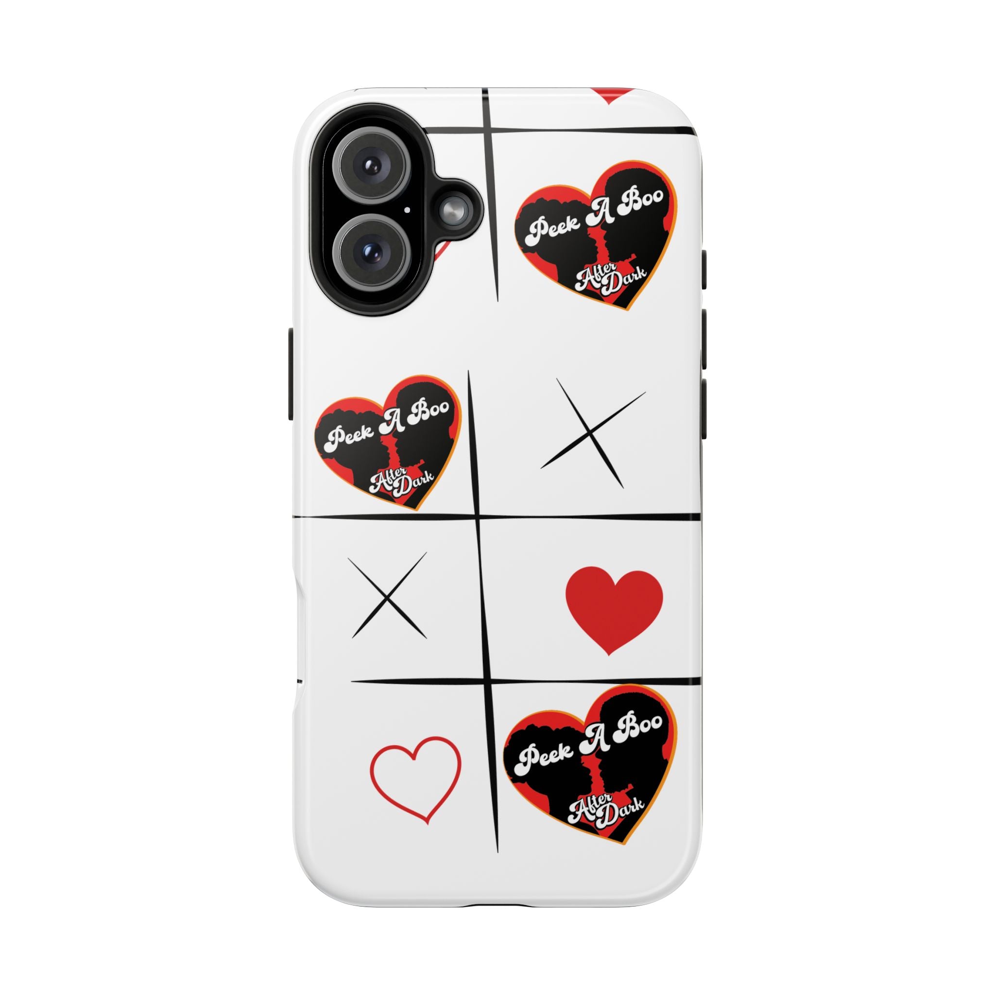 Tic-Tac-Love Tough Phone Case – Peek-A-Boo  Heart Grid Design