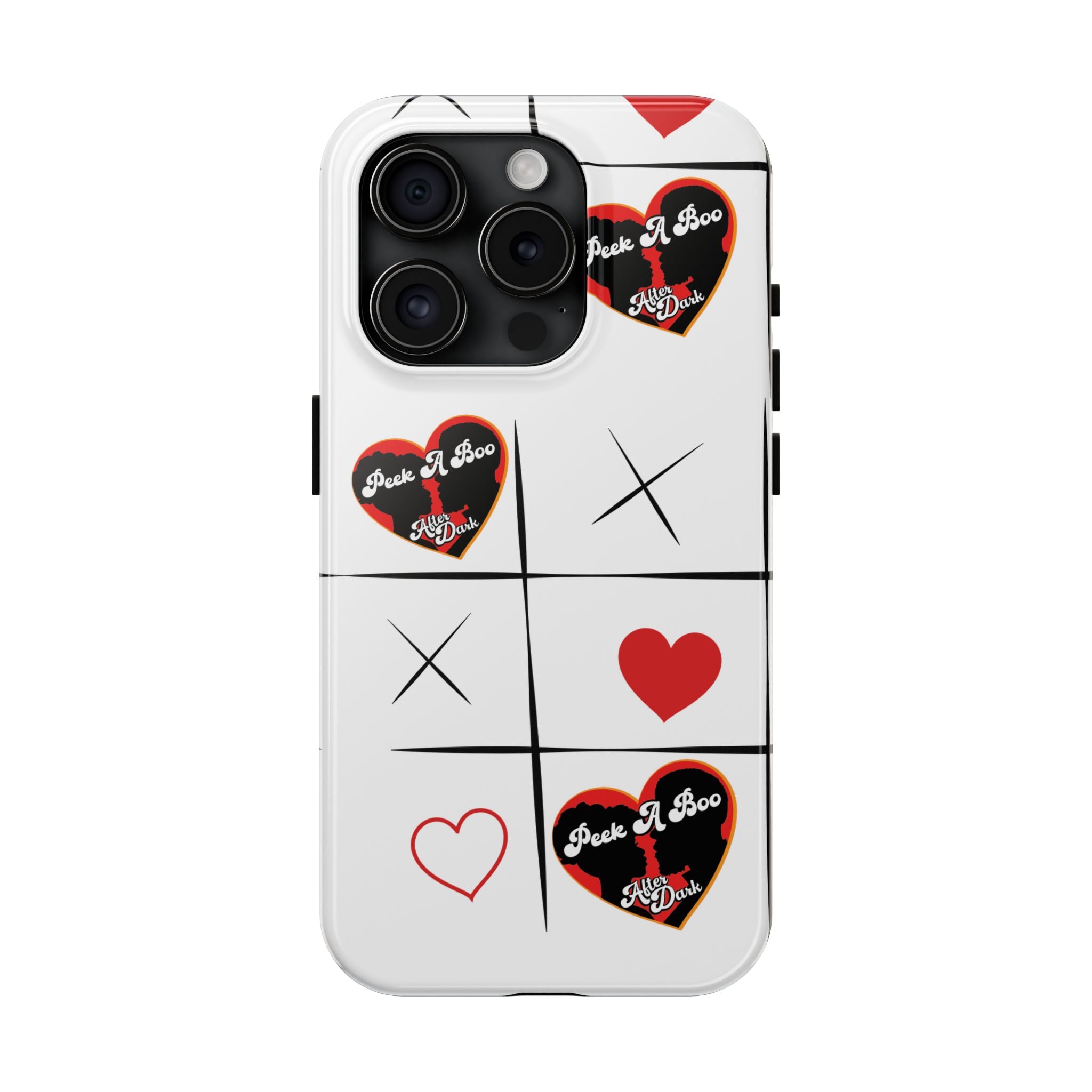Tic-Tac-Love Tough Phone Case – Peek-A-Boo  Heart Grid Design