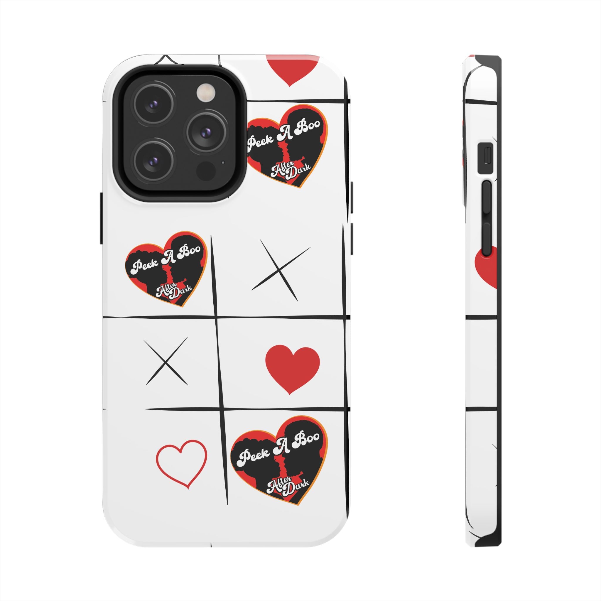 Tic-Tac-Love Tough Phone Case – Peek-A-Boo  Heart Grid Design