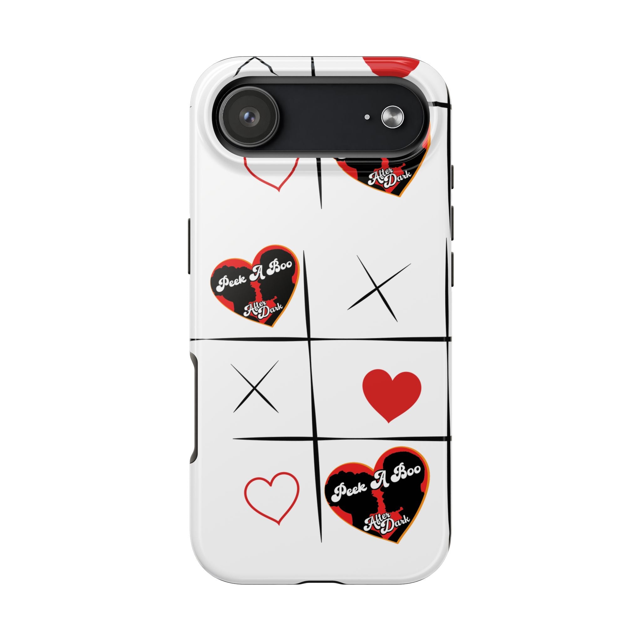 Tic-Tac-Love Tough Phone Case – Peek-A-Boo  Heart Grid Design