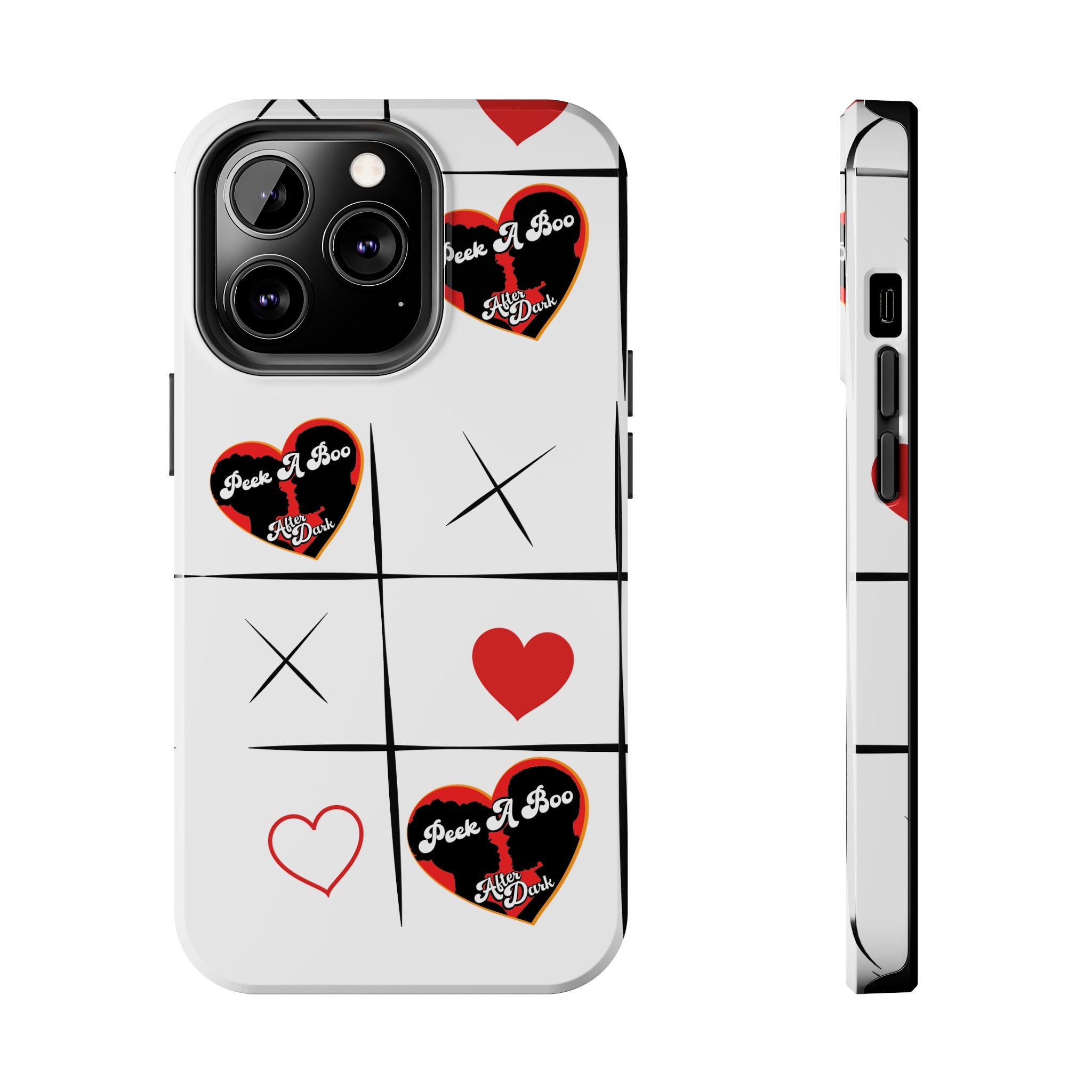 Tic-Tac-Love Tough Phone Case – Peek-A-Boo  Heart Grid Design