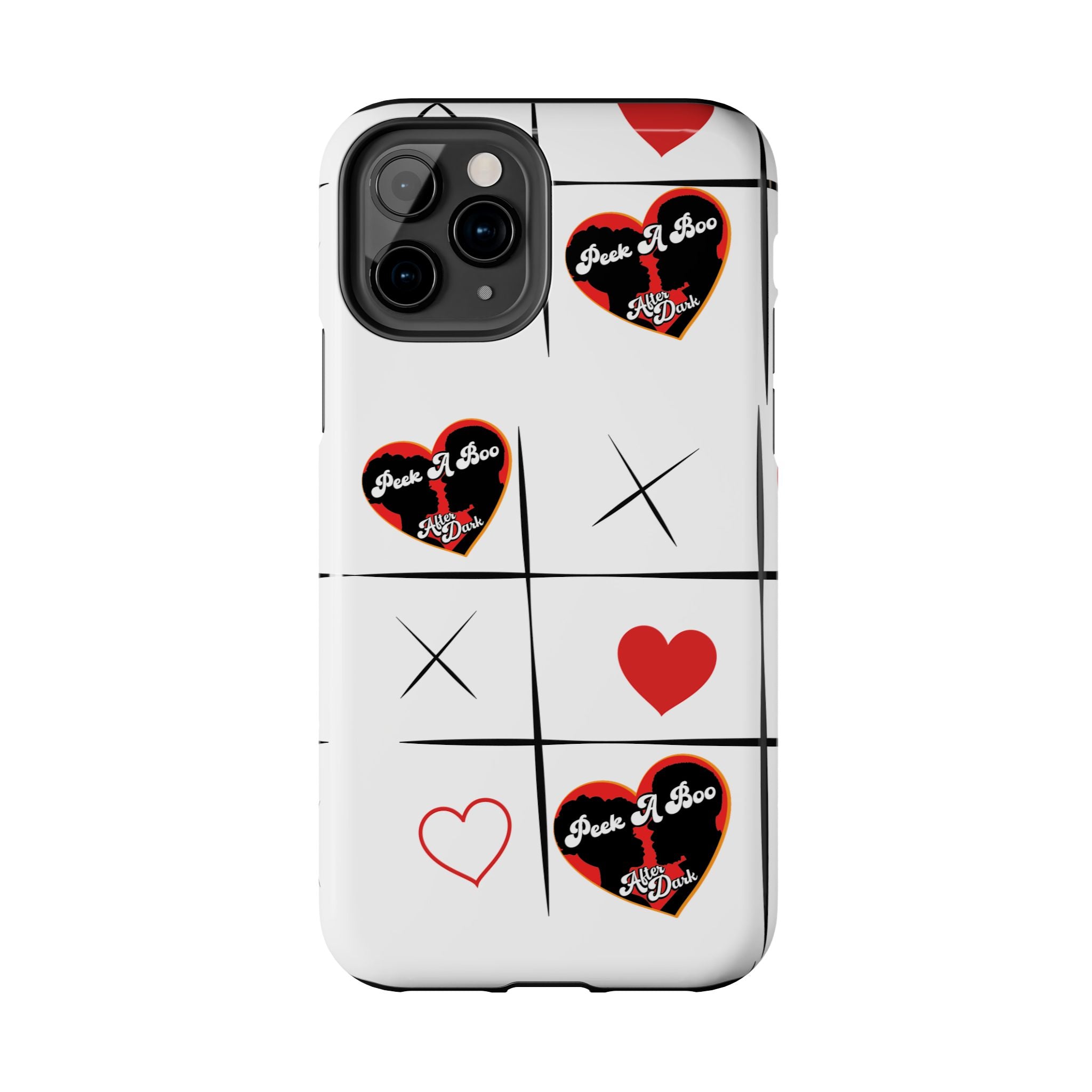 Tic-Tac-Love Tough Phone Case – Peek-A-Boo  Heart Grid Design