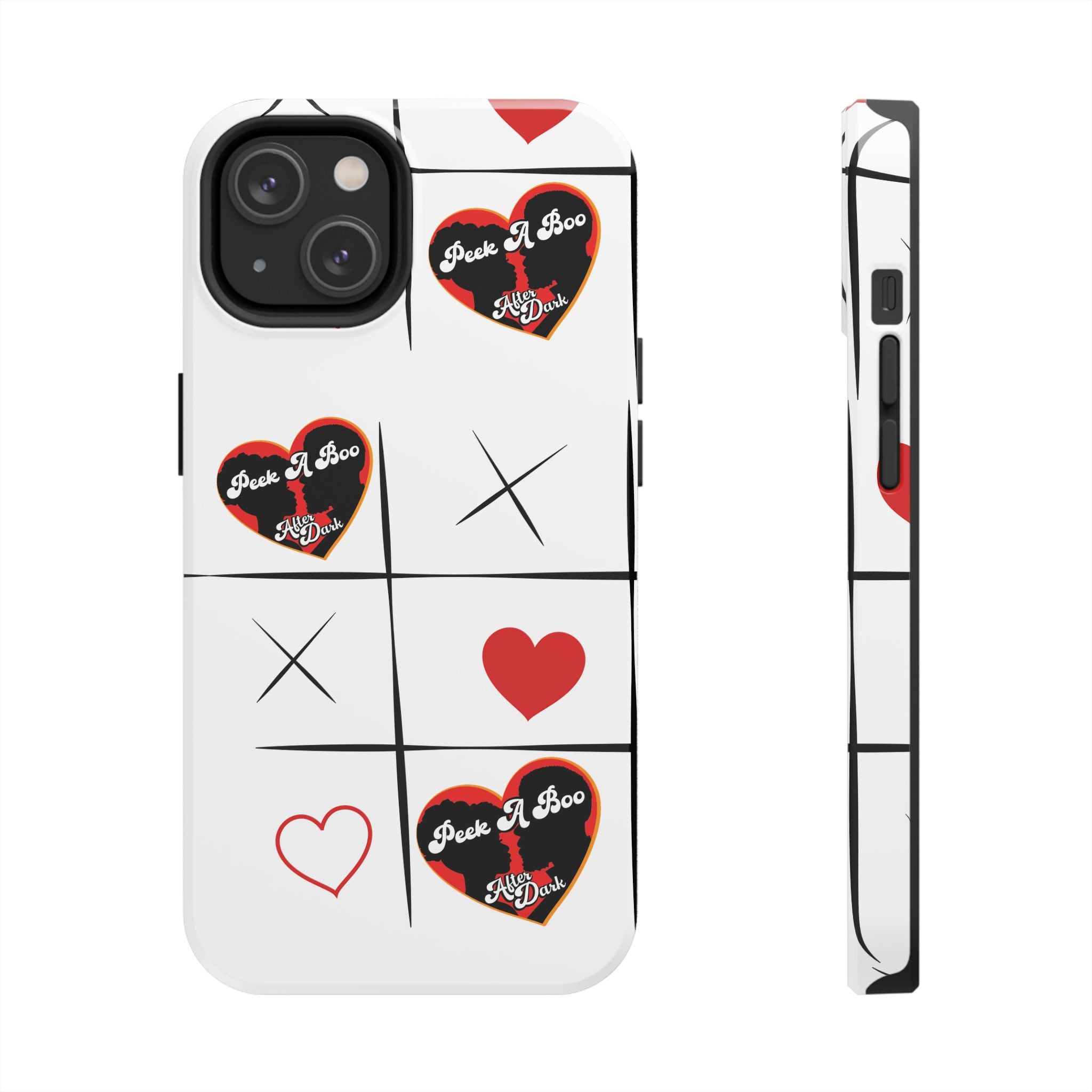 Tic-Tac-Love Tough Phone Case – Peek-A-Boo  Heart Grid Design