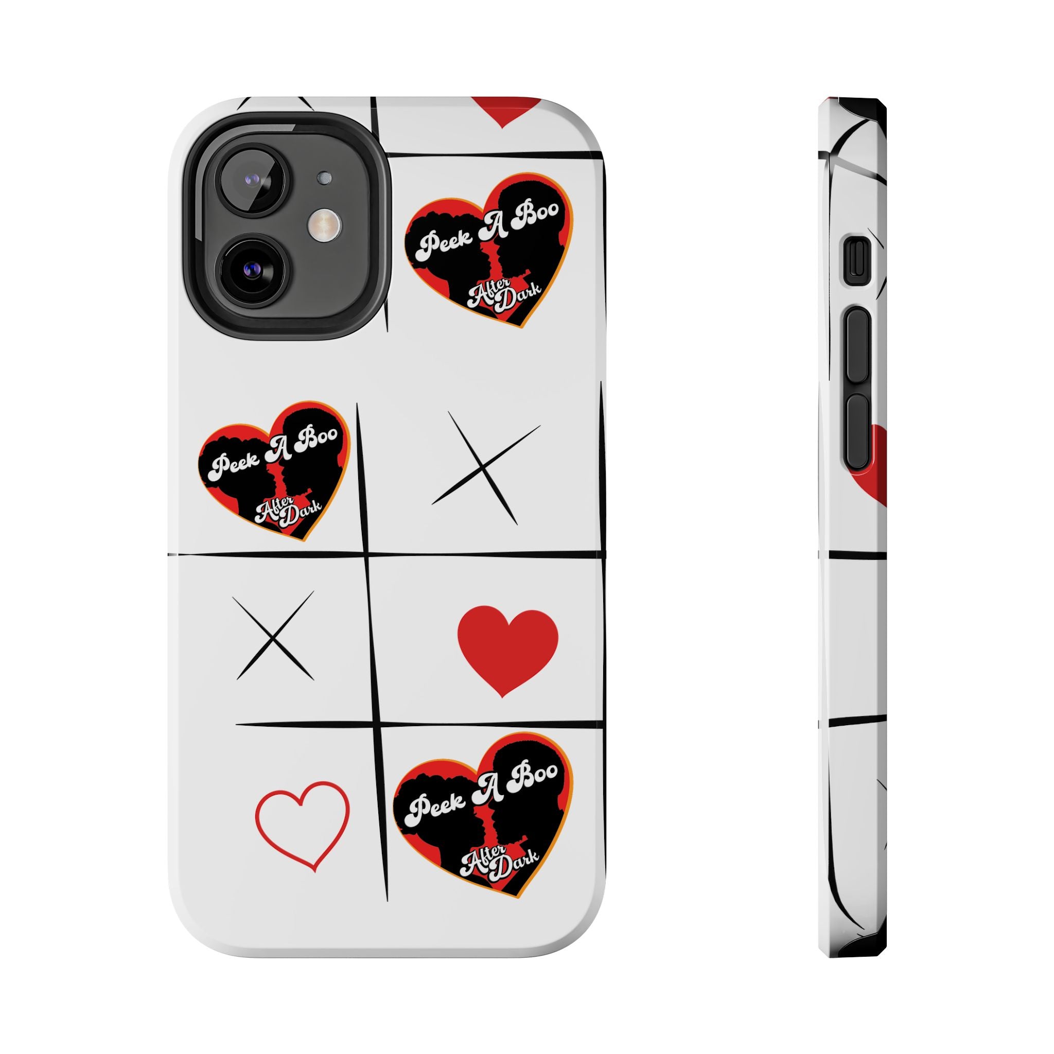 Tic-Tac-Love Tough Phone Case – Peek-A-Boo  Heart Grid Design