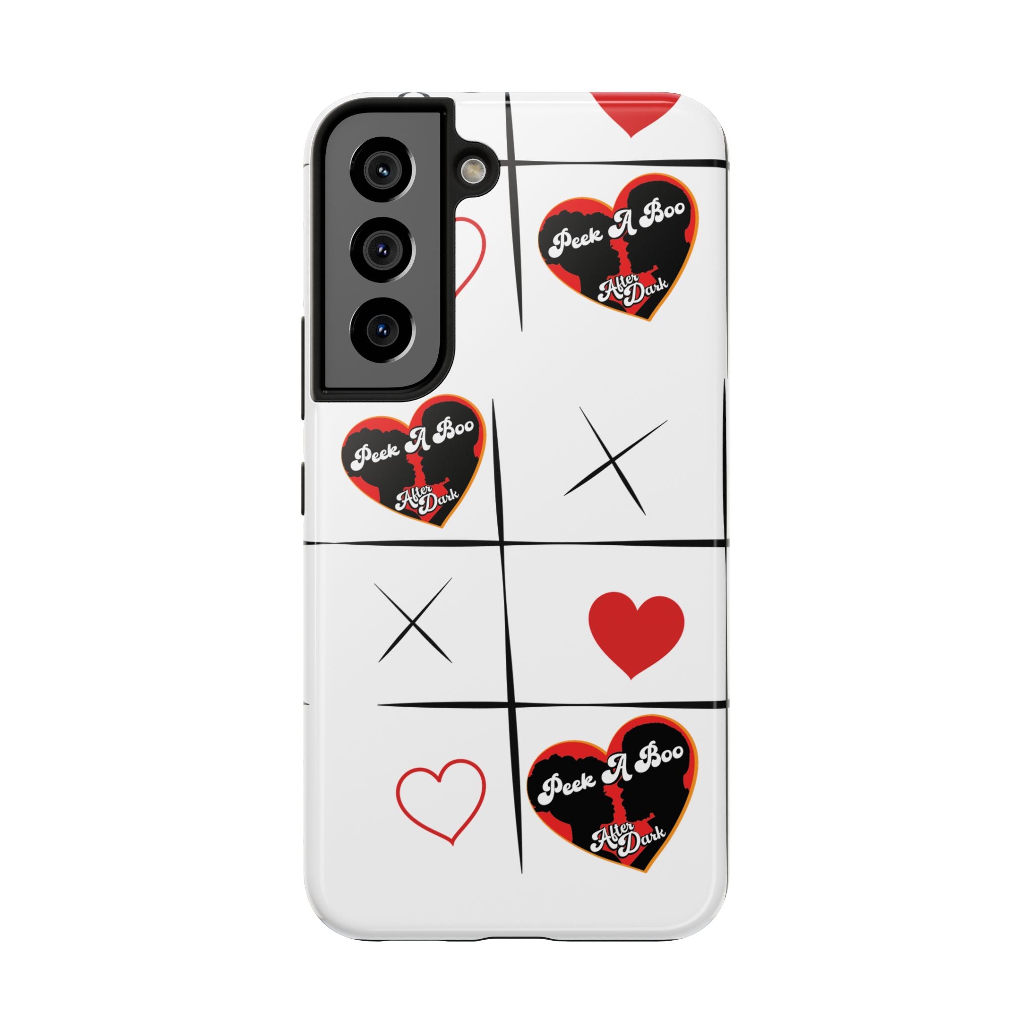 Tic-Tac-Love Tough Phone Case – Peek-A-Boo  Heart Grid Design