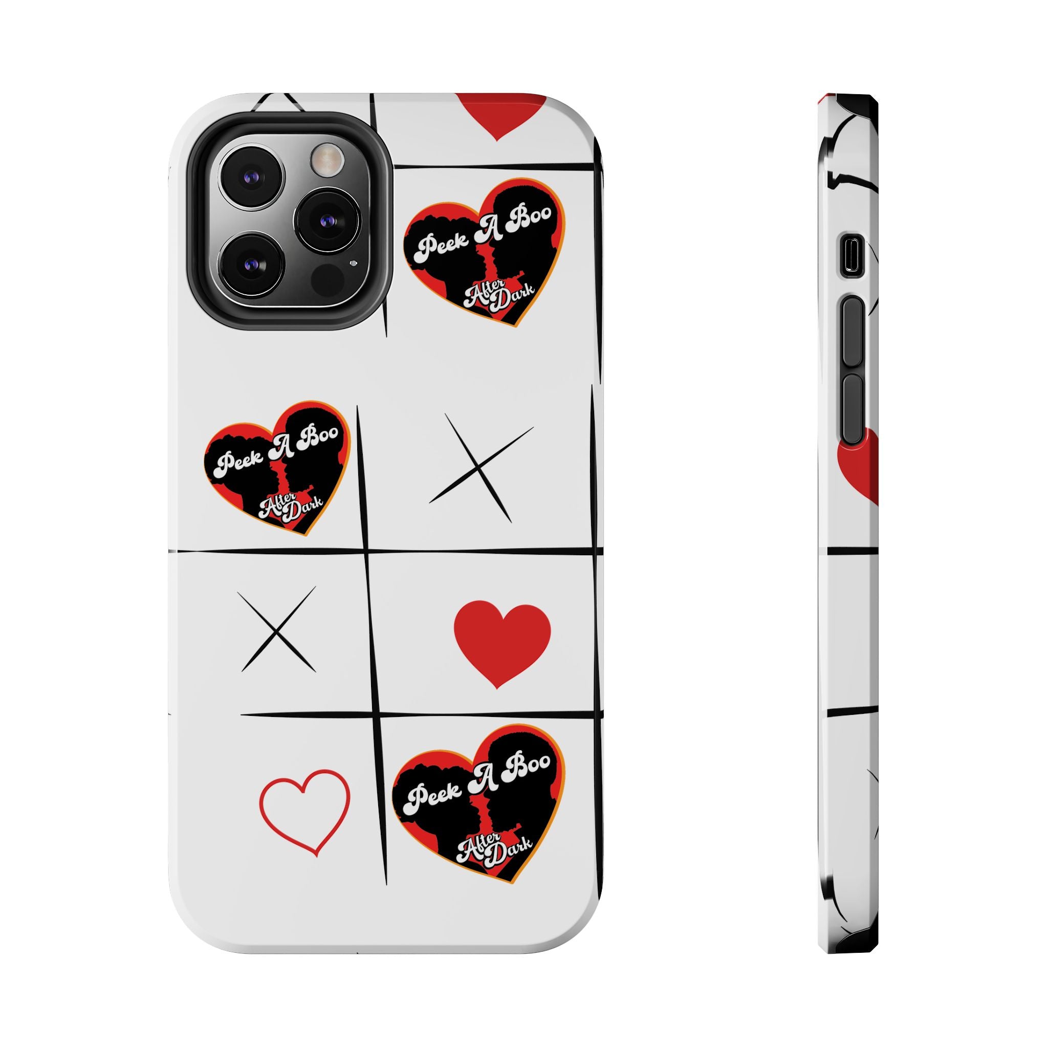 Tic-Tac-Love Tough Phone Case – Peek-A-Boo  Heart Grid Design