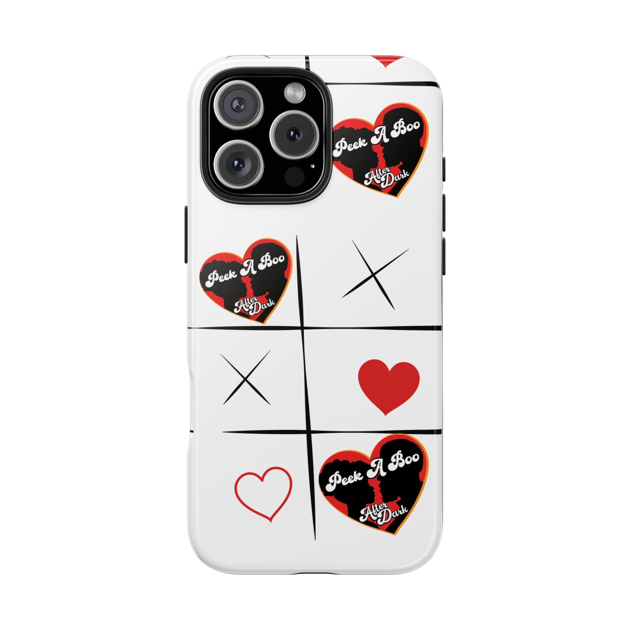 Tic-Tac-Love Tough Phone Case – Peek-A-Boo  Heart Grid Design