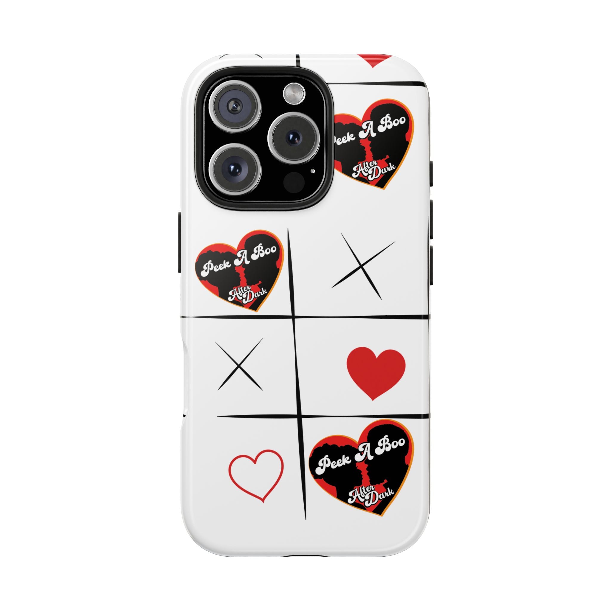Tic-Tac-Love Tough Phone Case – Peek-A-Boo  Heart Grid Design