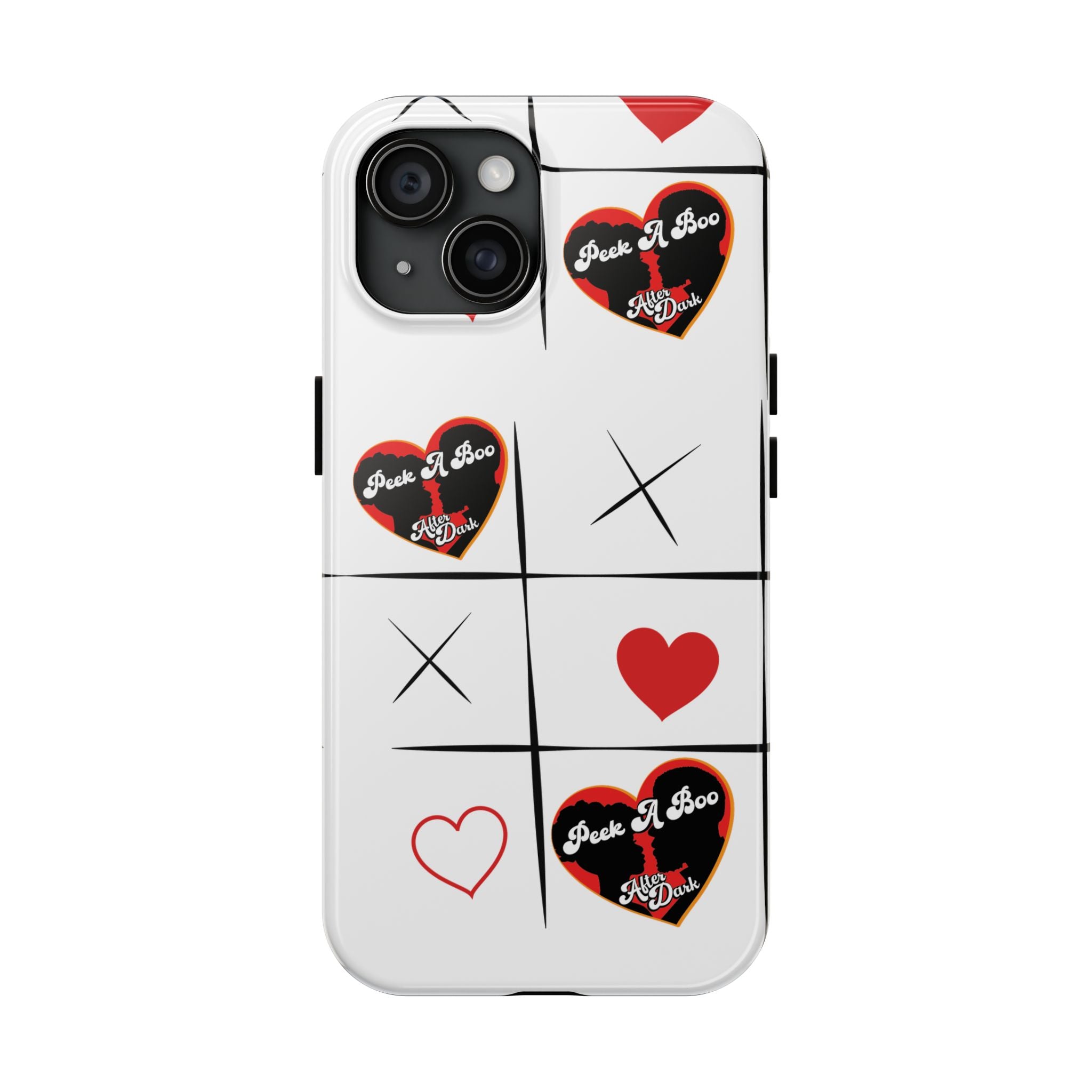 Tic-Tac-Love Tough Phone Case – Peek-A-Boo  Heart Grid Design