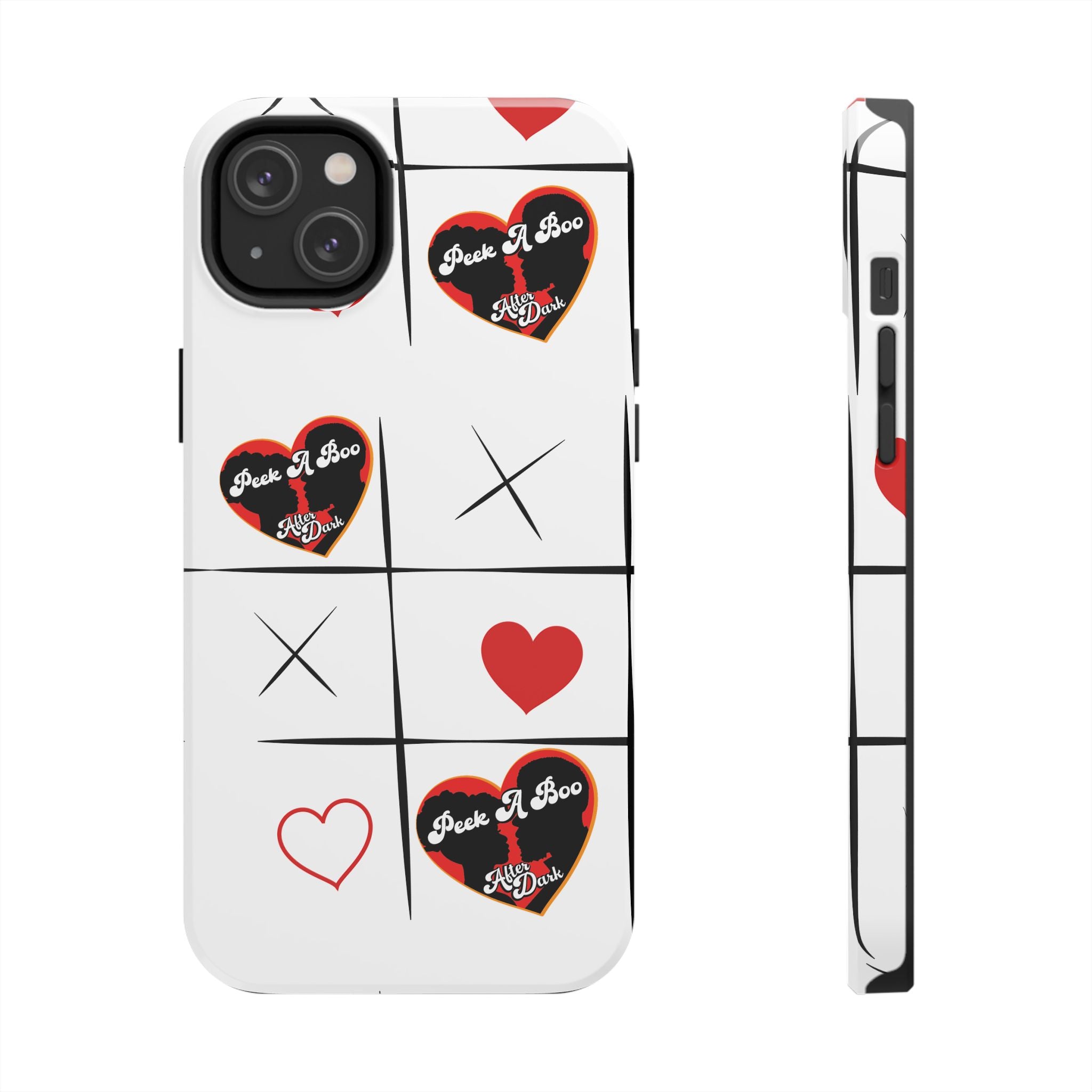 Tic-Tac-Love Tough Phone Case – Peek-A-Boo  Heart Grid Design