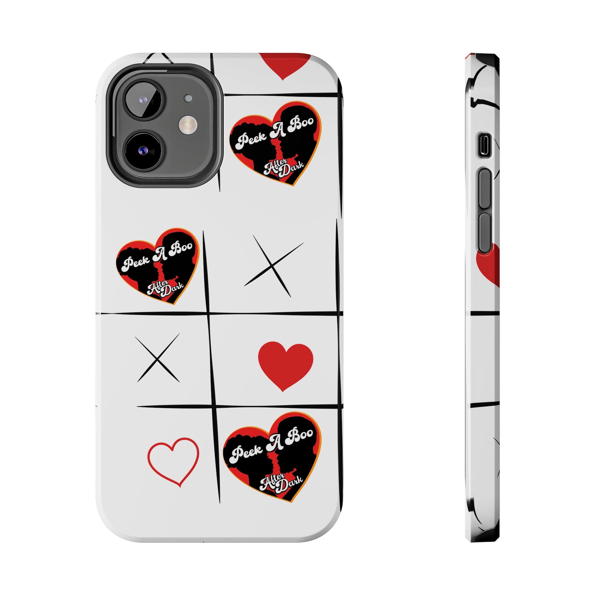 Tic-Tac-Love Tough Phone Case – Peek-A-Boo  Heart Grid Design