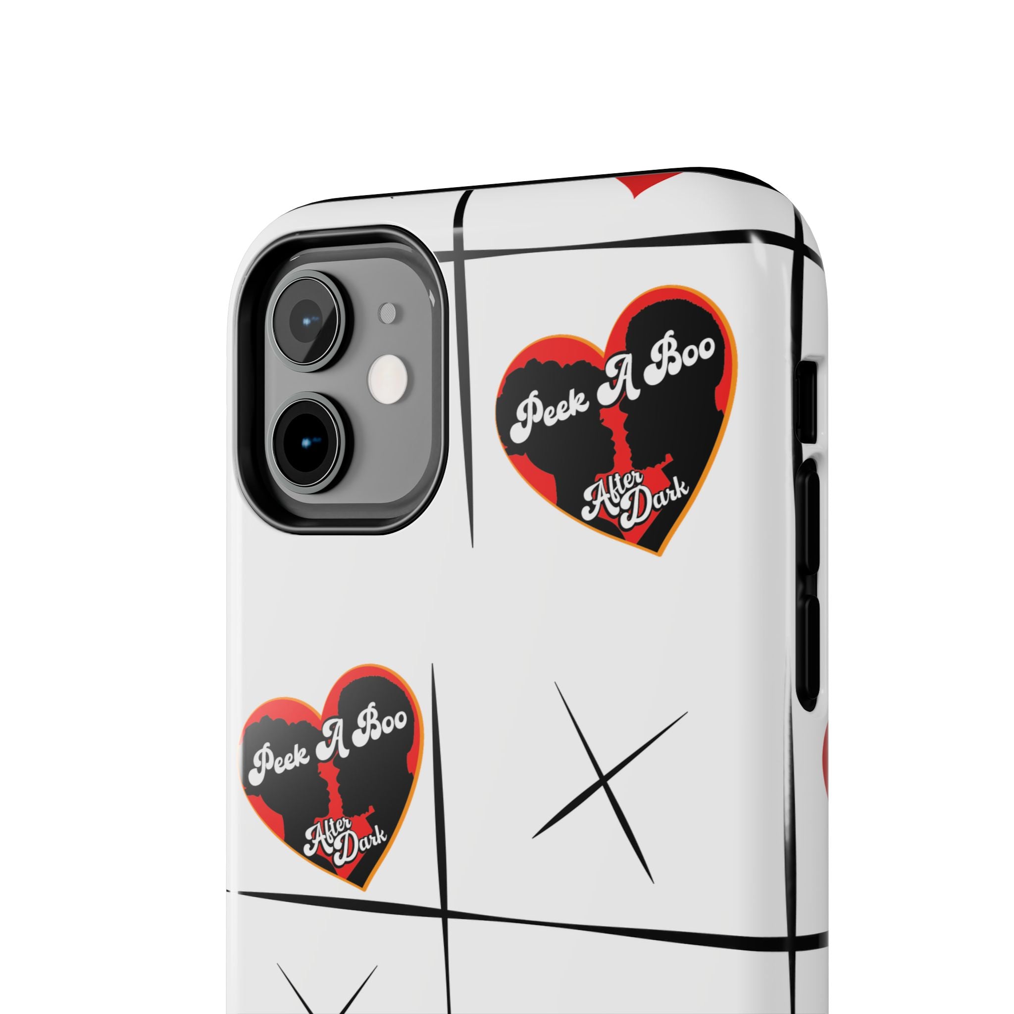 Tic-Tac-Love Tough Phone Case – Peek-A-Boo  Heart Grid Design