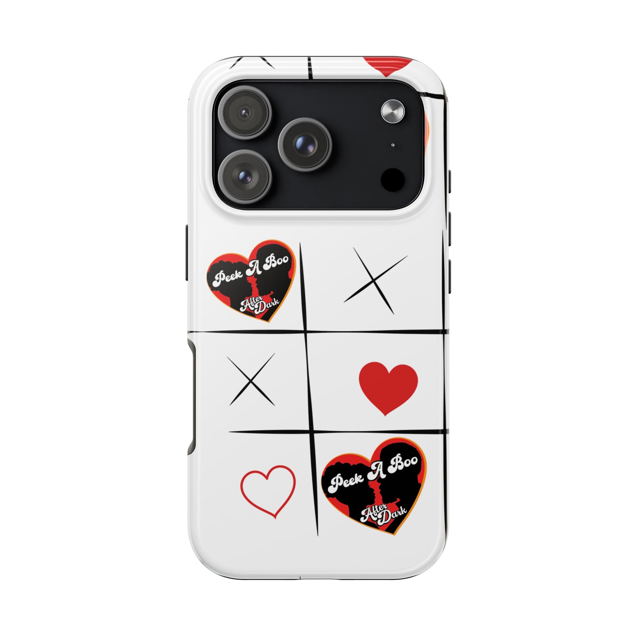 Tic-Tac-Love Tough Phone Case – Peek-A-Boo  Heart Grid Design