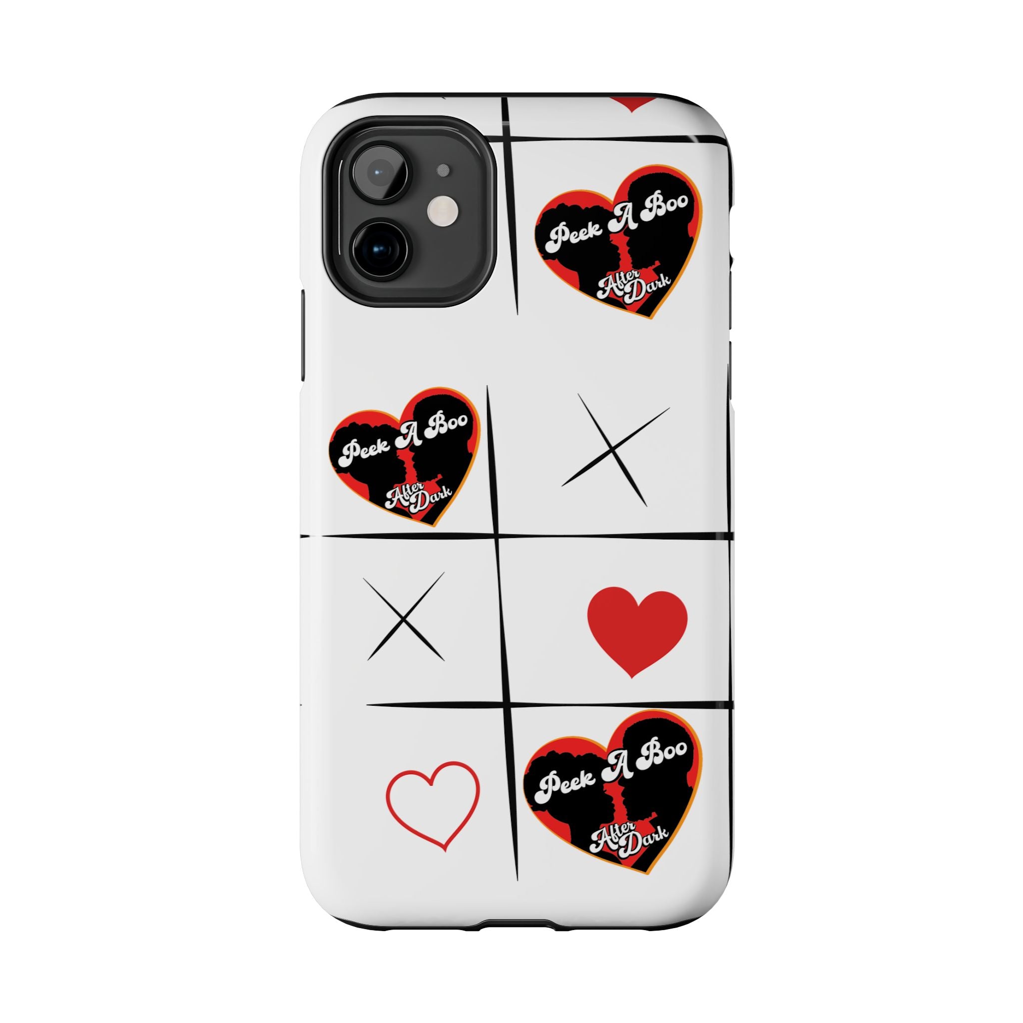 Tic-Tac-Love Tough Phone Case – Peek-A-Boo  Heart Grid Design