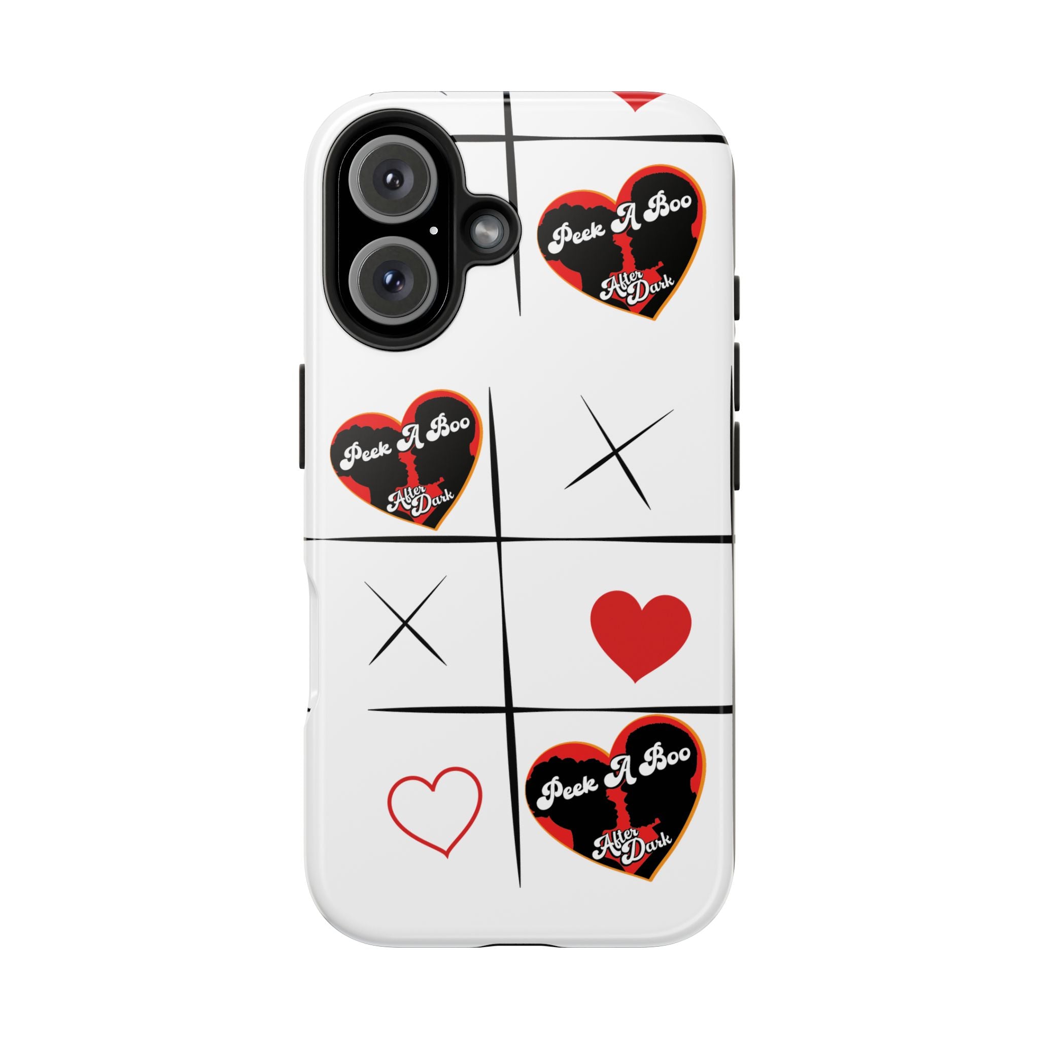 Tic-Tac-Love Tough Phone Case – Peek-A-Boo  Heart Grid Design